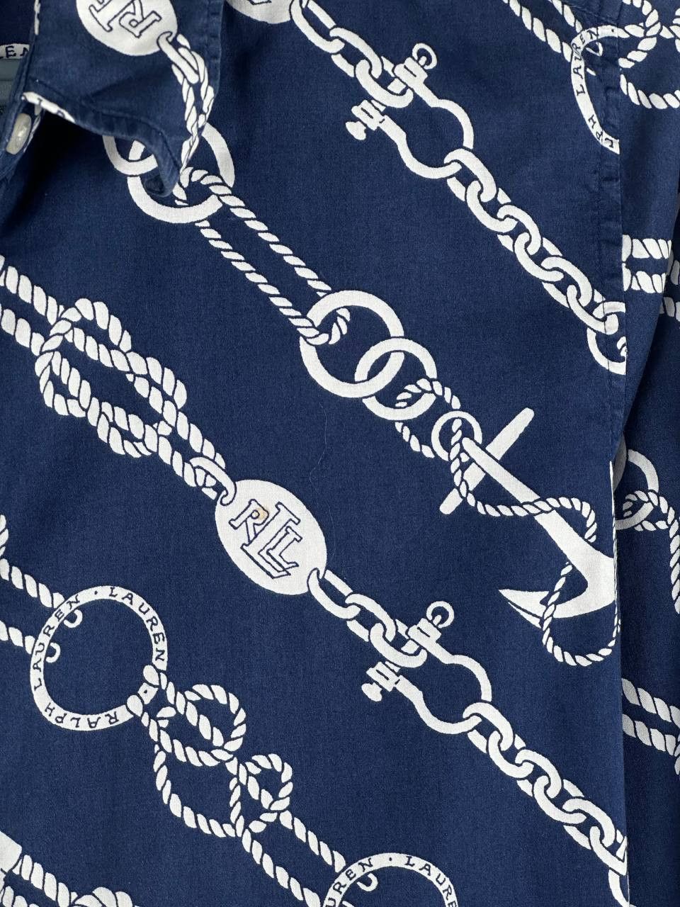 Lauren Ralph Lauren Luxury Rare Lauren Ralph Lauren Blue Chains Print Shirt Size M / US 6-8 / IT 42-44 - 7 Thumbnail