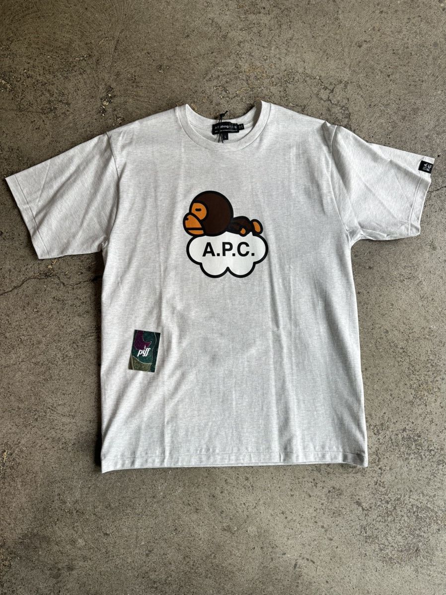 image of A P C x Bape A Bathing Ape X Milo Cloud T-Shirt Gray in Grey, Men's (Size Large)