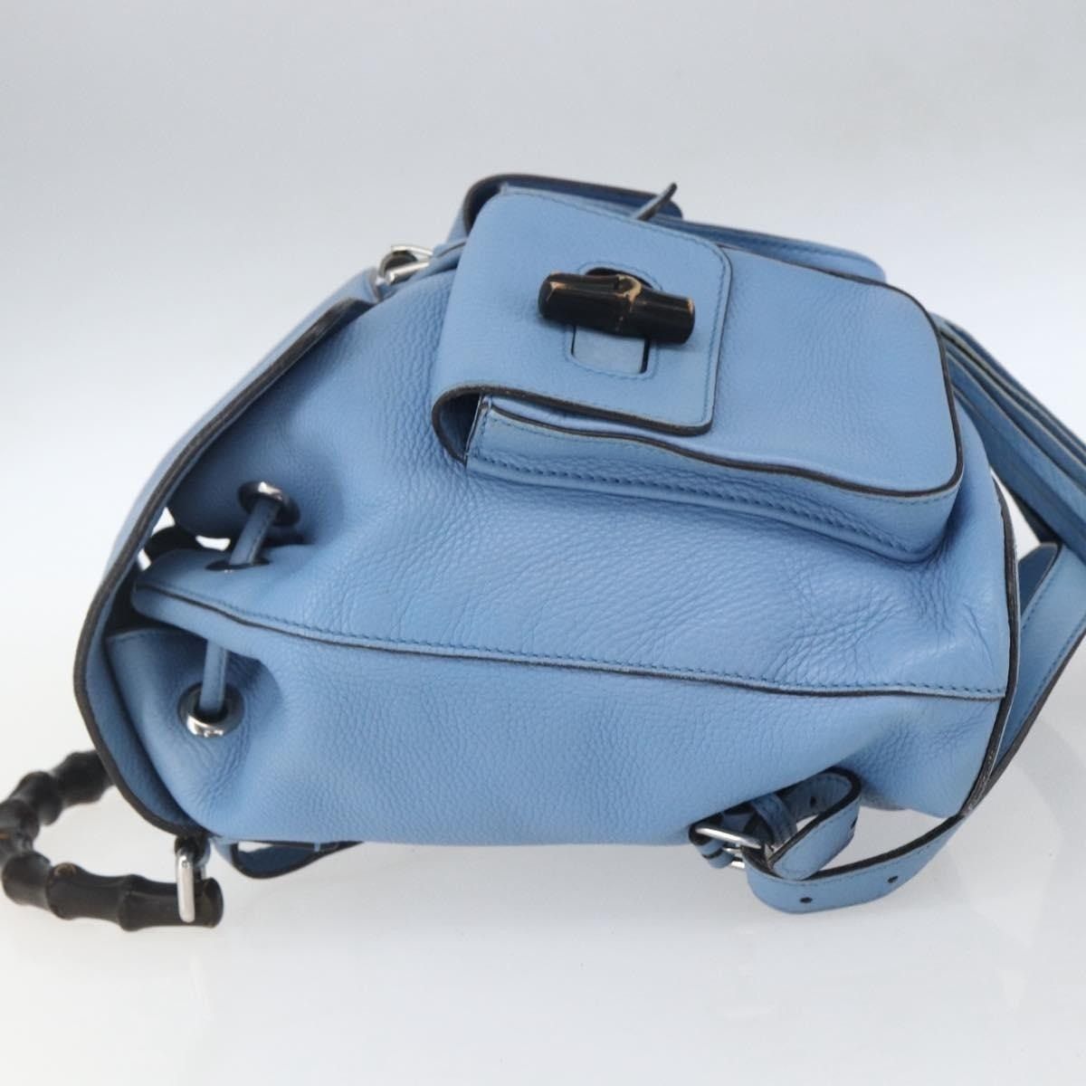 Gucci Gucci Bamboo Leather Backpack Light Blue Size ONE SIZE - 3 Thumbnail