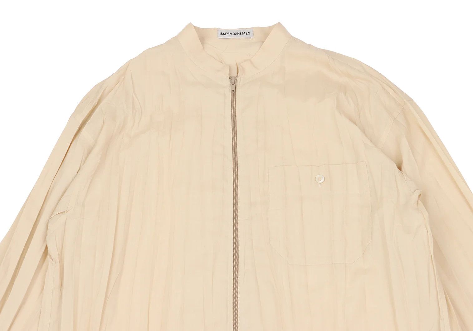 Issey Miyake Band Collar Zip-Up Shirt in Beige, Size M Size US M / EU 48-50 / 2 - 2 Thumbnail