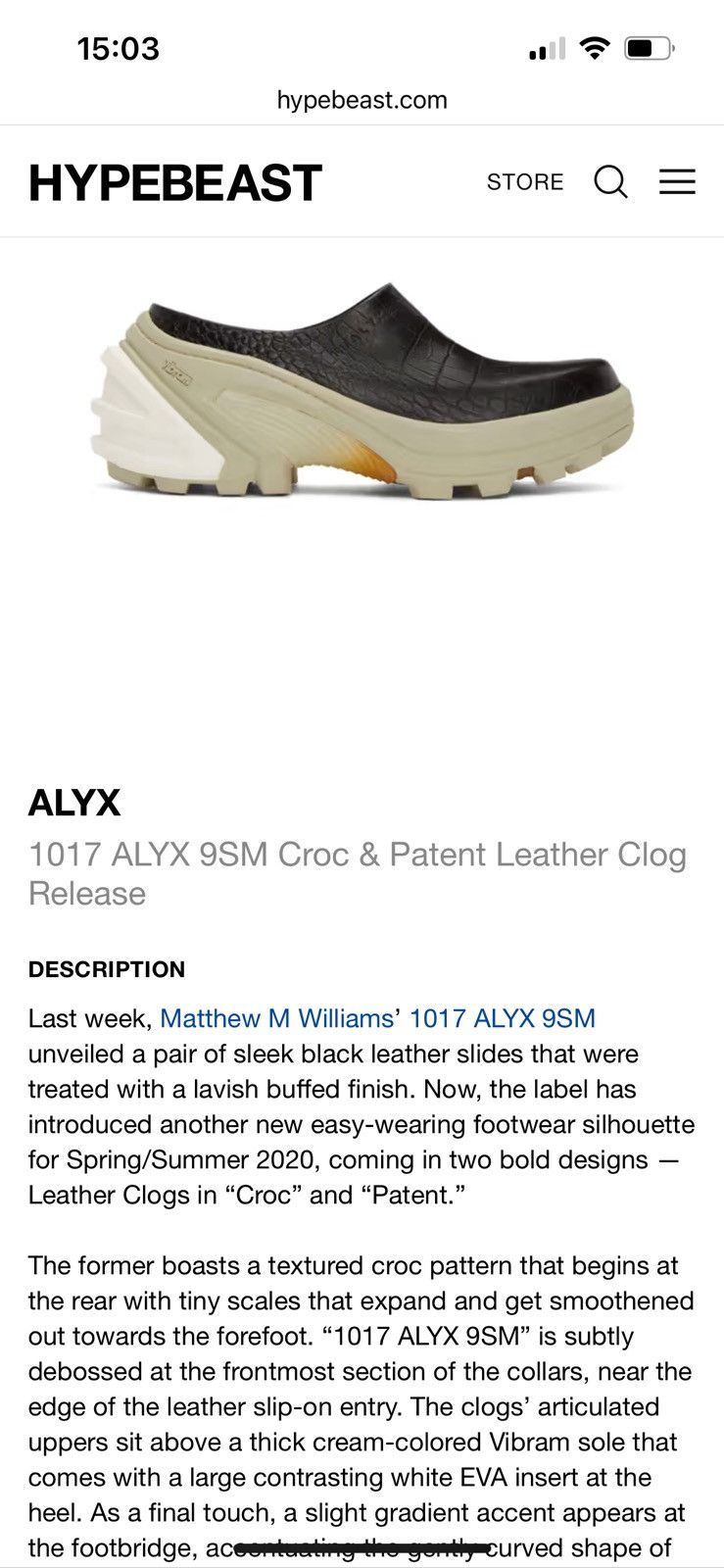 1017 ALYX 9SM SS2020 Croc Leather Vibram Clogs Size US 8 / EU 41 - 4 Thumbnail