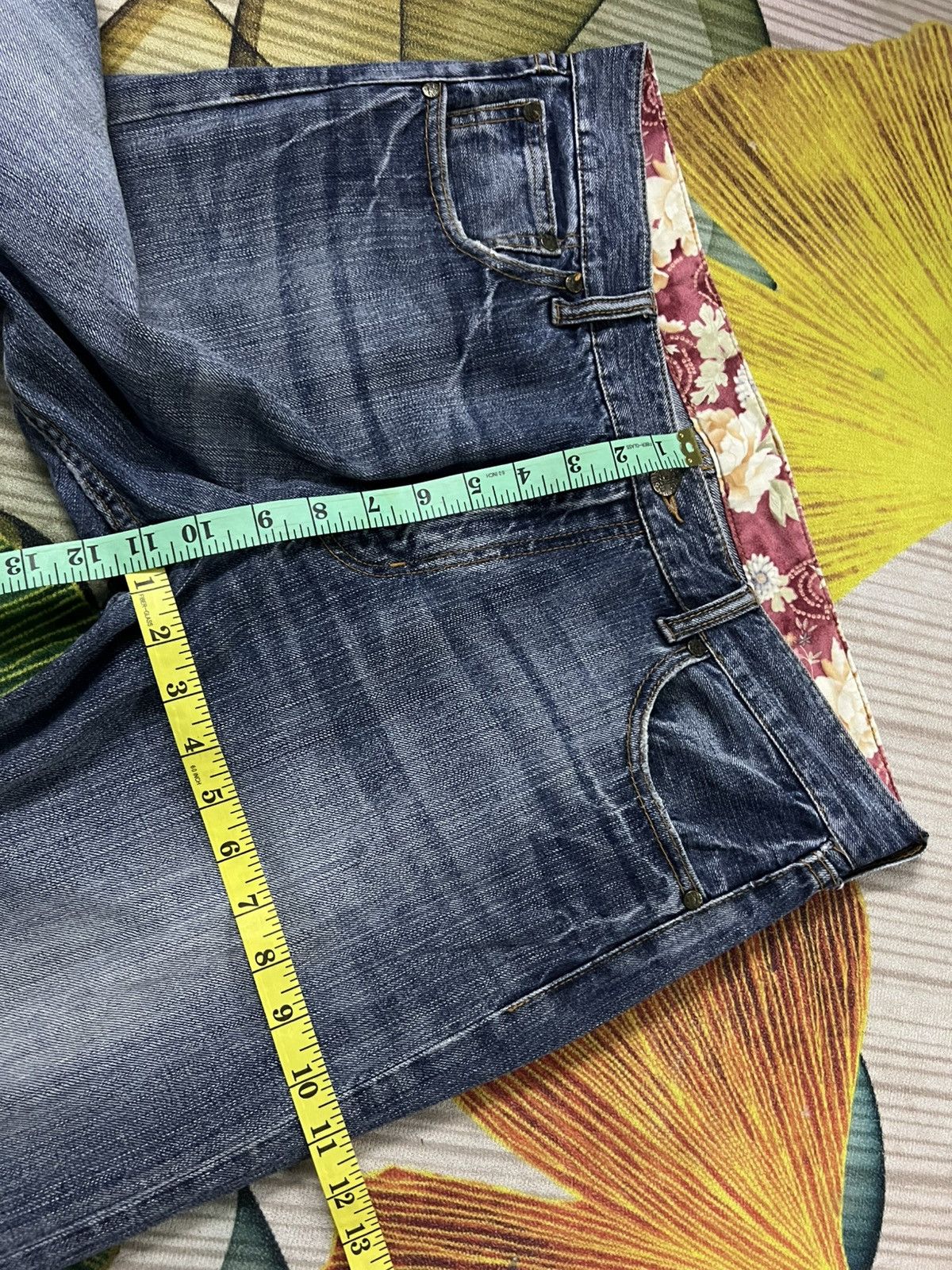 Japanese Brand Karakuri Tamashi Style Koi Fish Embroidery Mud Wash Jean Size US 35 - 5 Thumbnail
