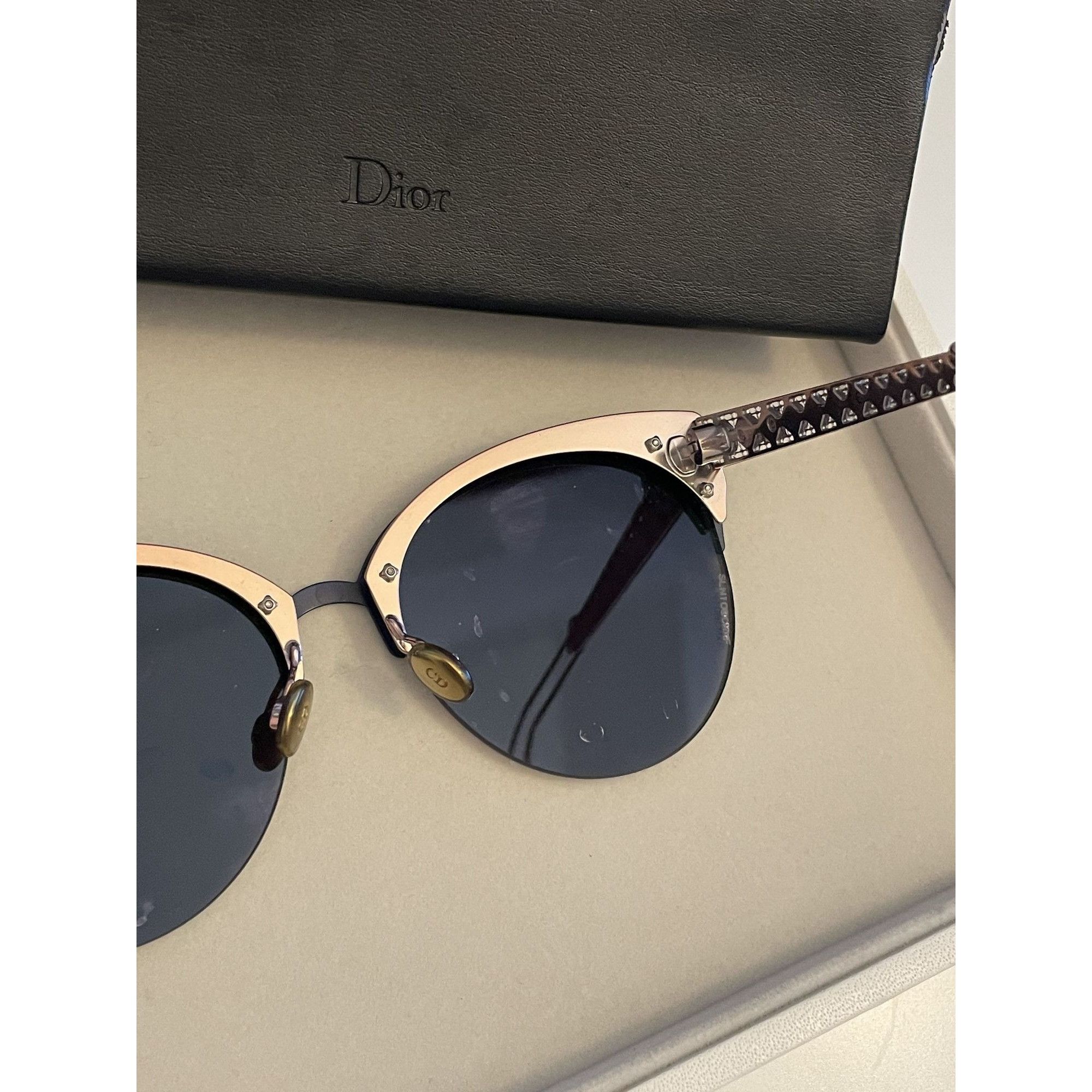 Dior Christian Dior Metal Cat-Eye Sunglasses With Mirror Lenses & Size ONE SIZE - 6 Thumbnail