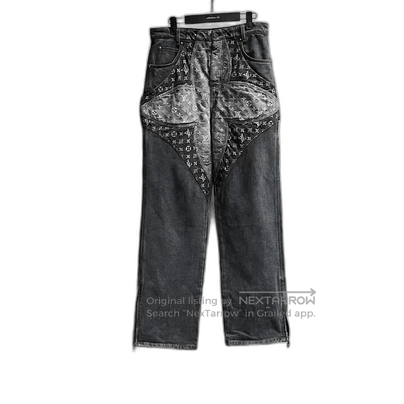 Louis Vuitton louis vuitton black gray irregular full print logo jeans. Size US 30 / EU 46 - 1 Thumbnail