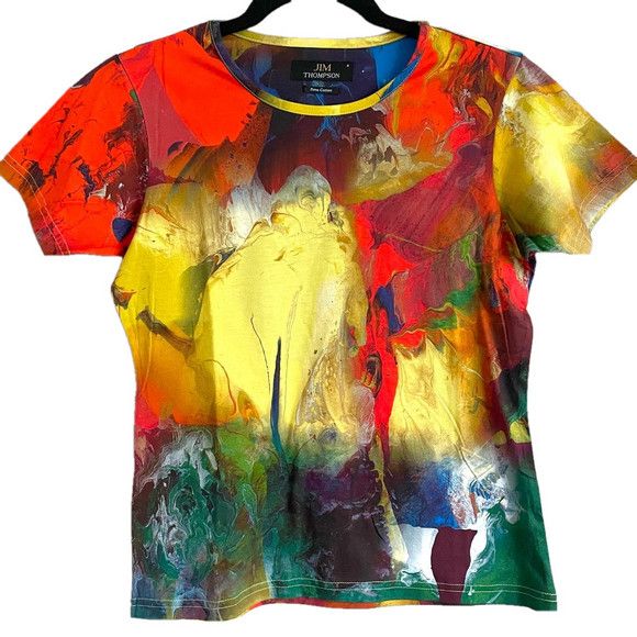 Jim Thompson × Vintage Jim Thompson Colourful Swirl Pima Cotton Tshirt - Small Size S / US 4 / IT 40 - 5 Thumbnail