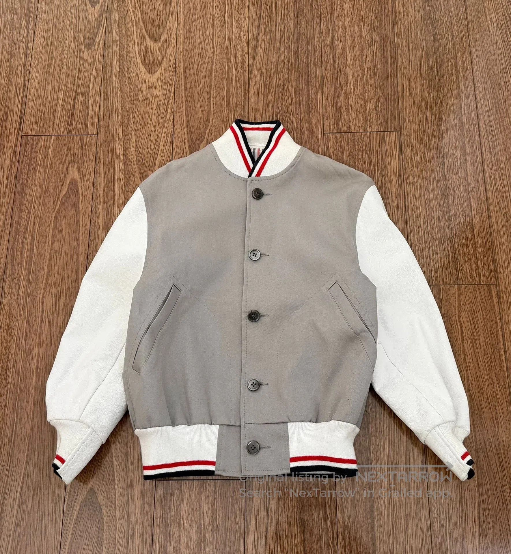 Thom Browne Thom Browne Leather Sleeved Varsity Jacket. Size XS / US 0-2 / IT 36-38 - 1 Thumbnail
