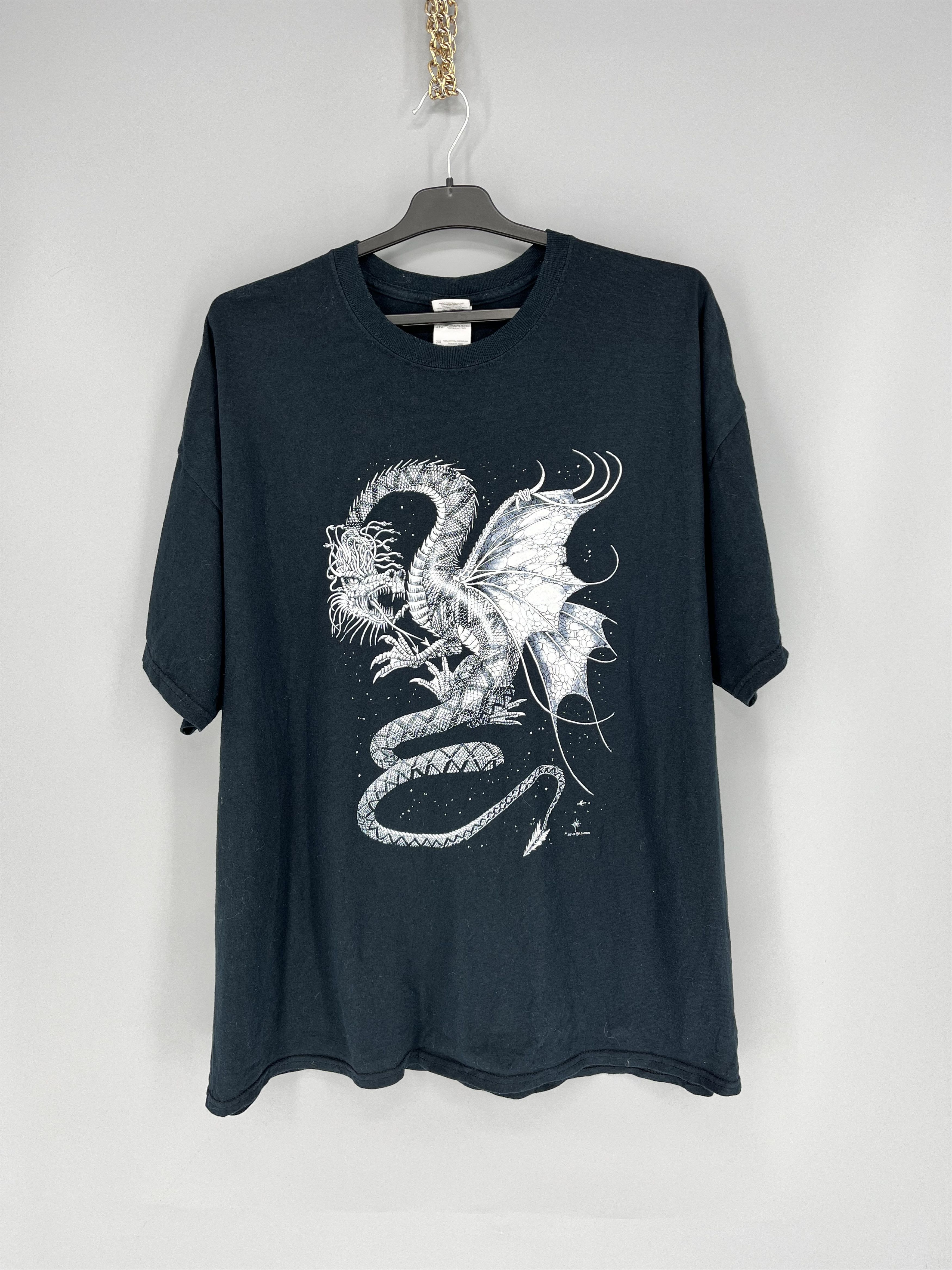 Vintage Vintage Y2k Washed AvantGarde Tribal Tee Dragon Streetwear Size US XL / EU 56 / 4 - 1 Thumbnail