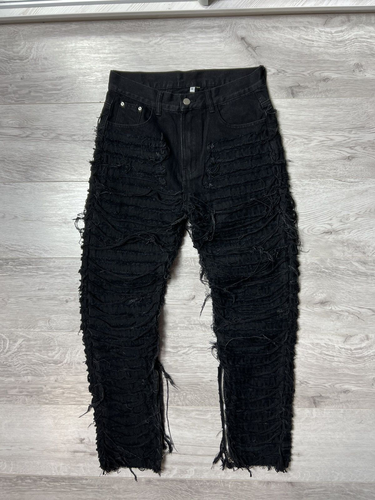 Japanese Brand Supermade Destroyed AMIRI Style Distressed Zipper Jeans Size US 30 / EU 46 - 1 Thumbnail
