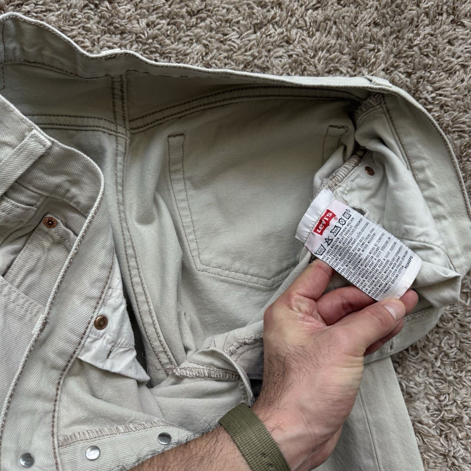 Levi's × Vintage Vintage Levi’s USA 501 Beige Tan Denim Jeans Pants CROPPED Size US 31 - 5 Thumbnail