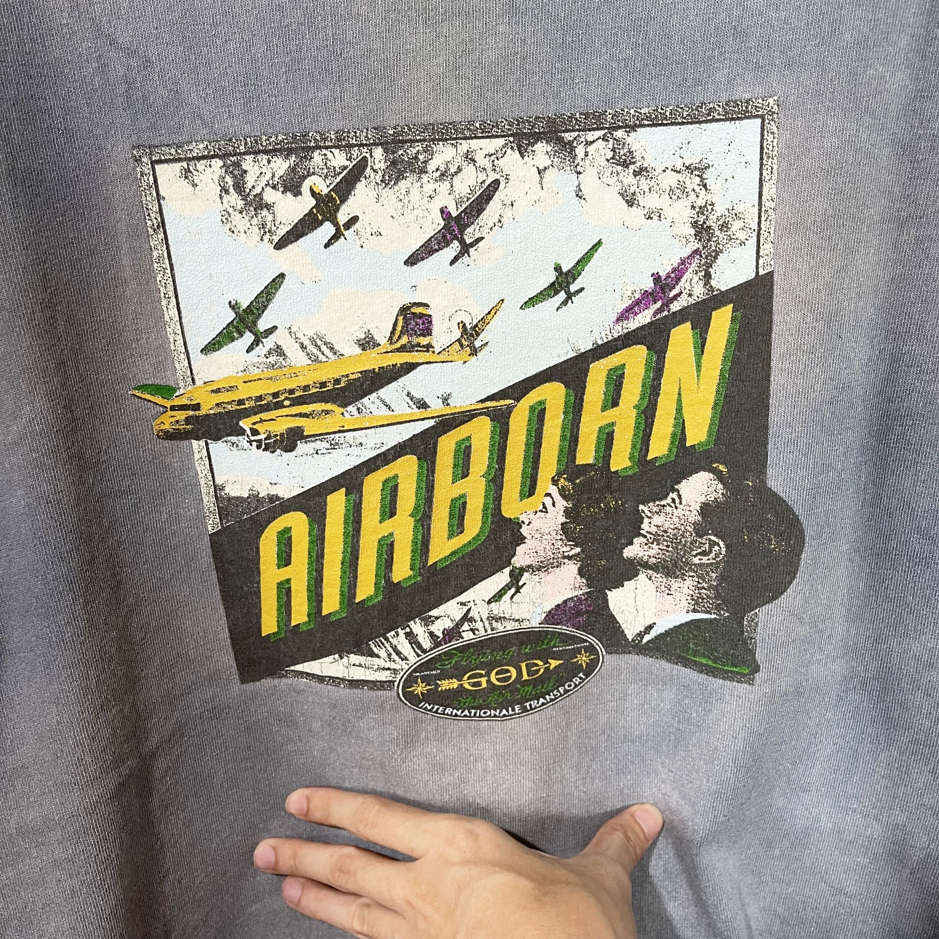 Vintage Vintage 90s Airborn Airplane T-Shirt Size US XL / EU 56 / 4 - 2 Thumbnail