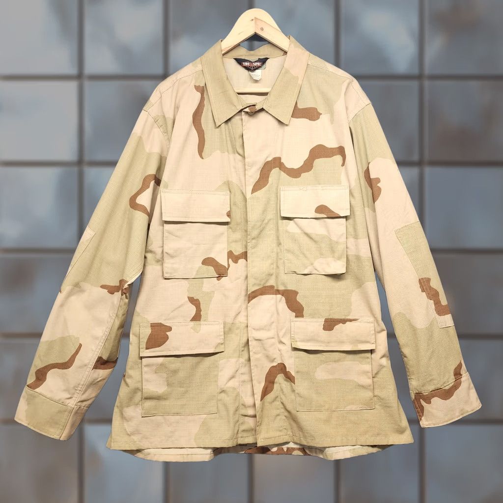 Vintage TRU-SPEC Desert Camo BDU Shirt Jacket DCU Coat Large Regular Camouflage Long Sleeve Button-Up Mens Brown Size US L / EU 52-54 / 3 - 1 Thumbnail