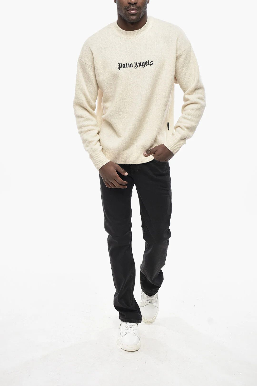 Palm Angels og1mm0326 Crew Neck Sweater in White Size US XXS / EU 40 - 4 Thumbnail