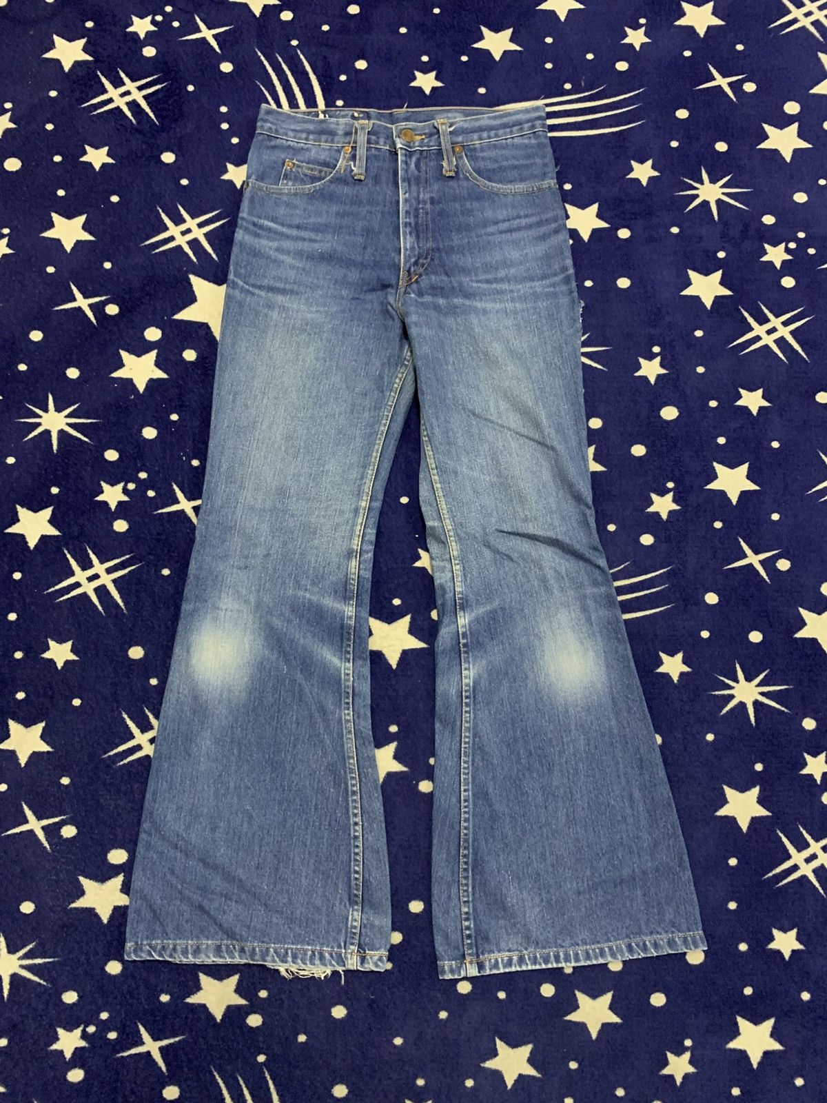 Japanese Brand COSMO Vintage Wide Flare Denim Distressed Jeans Size 27" / US 4 / IT 40 - 1 Thumbnail