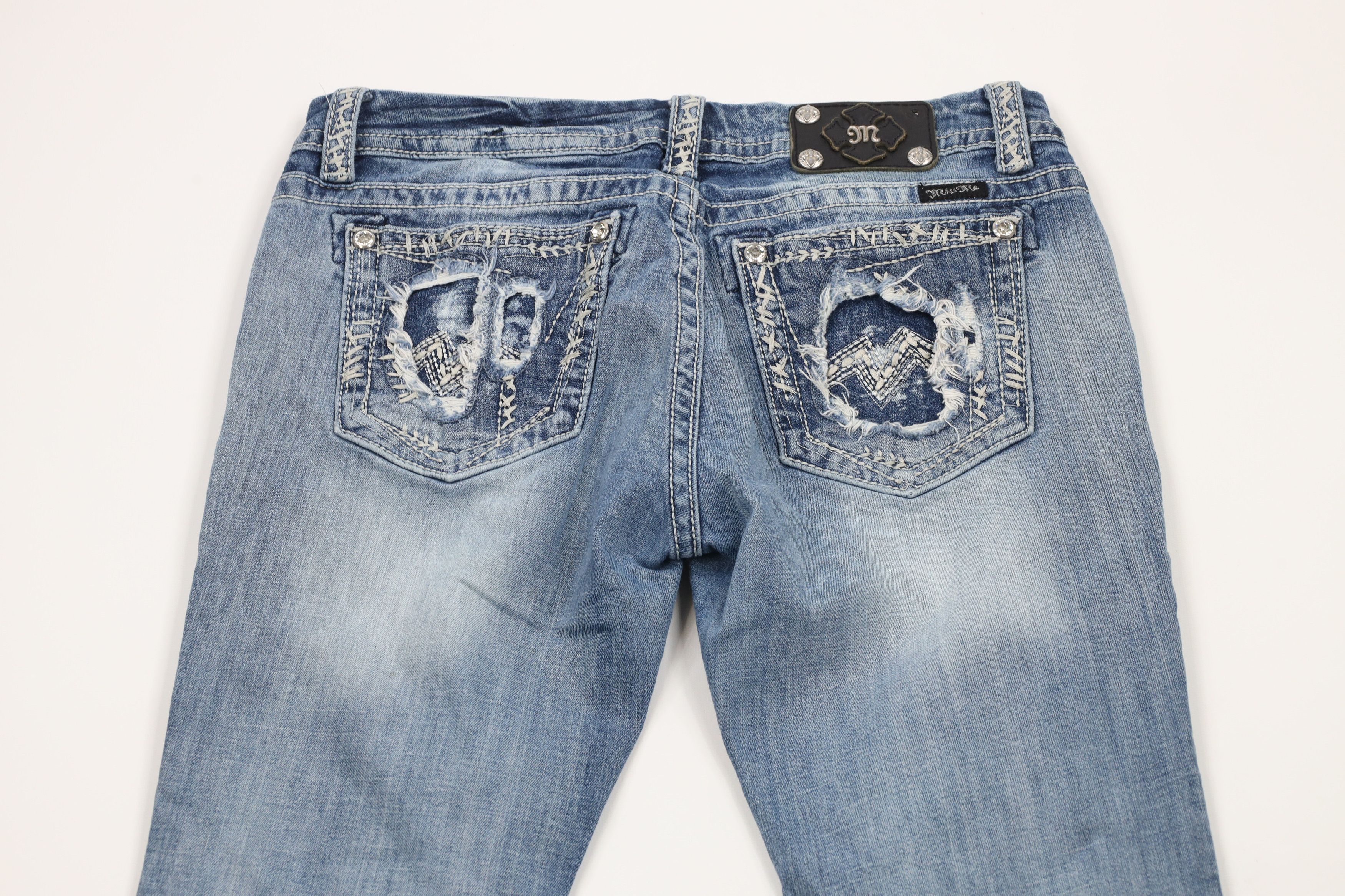 Miss Me × Vintage Miss Me Thick Stitch Flared Bootcut Denim Jeans Blue Size 31" - 13 Thumbnail