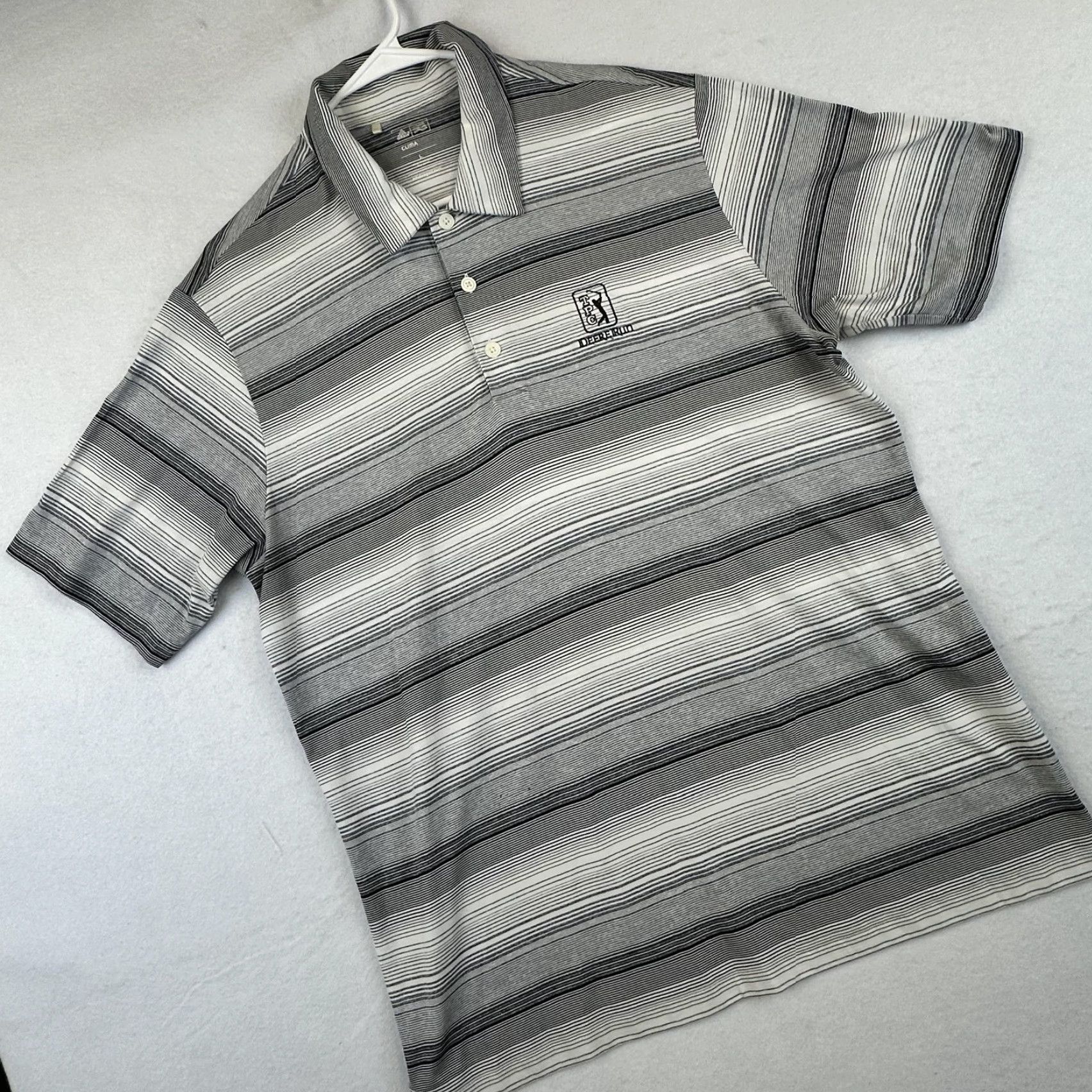Adidas Adidas Golf Polo Shirt Mens Large Gray Striped ClimaLite Polo Size US L / EU 52-54 / 3 - 2 Thumbnail