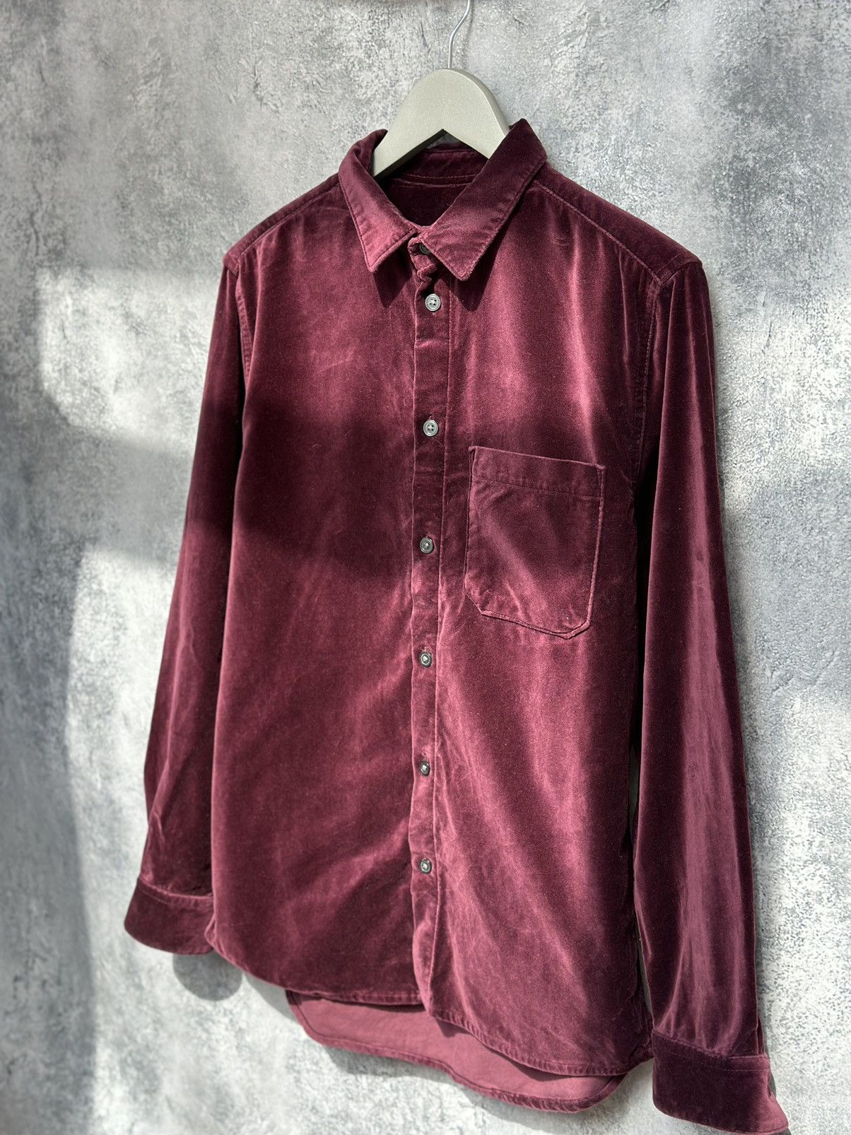 H&M H&M Velour Button Up Shirt Long Sleeve Old Money Burgundy Size US S / EU 44-46 / 1 - 1 Thumbnail