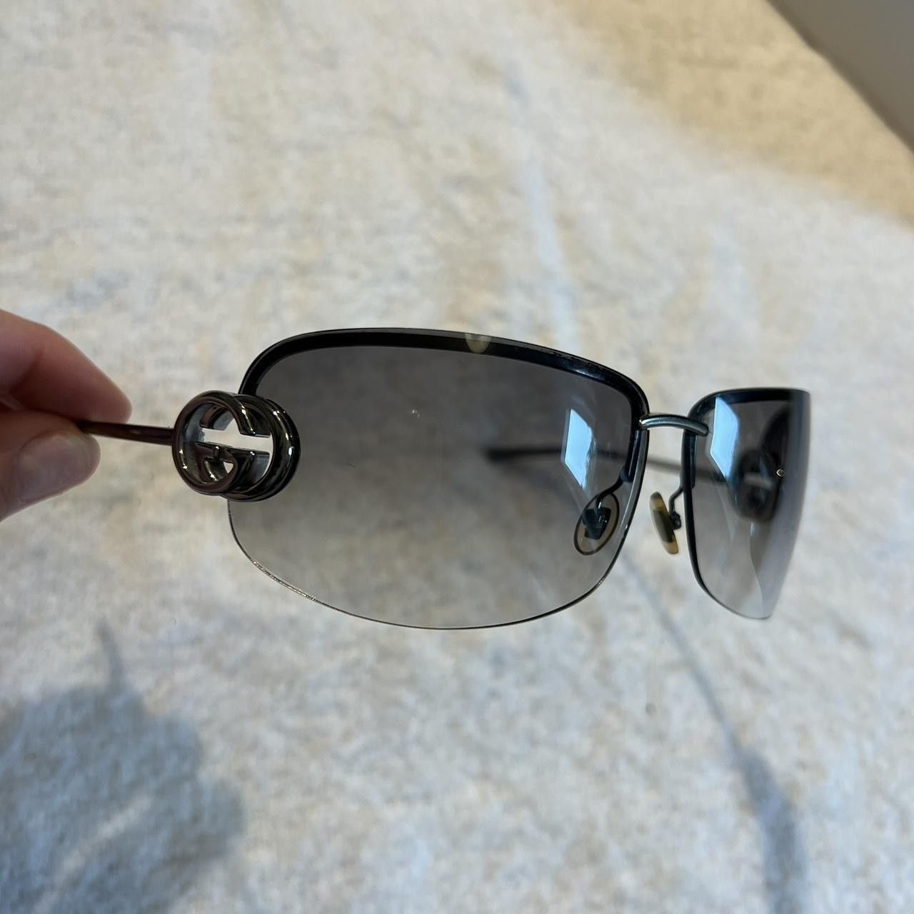 Gucci GUCCI Vintage 2000s Silver 2G Logo Oversize Sunglasses Size ONE SIZE - 2 Thumbnail