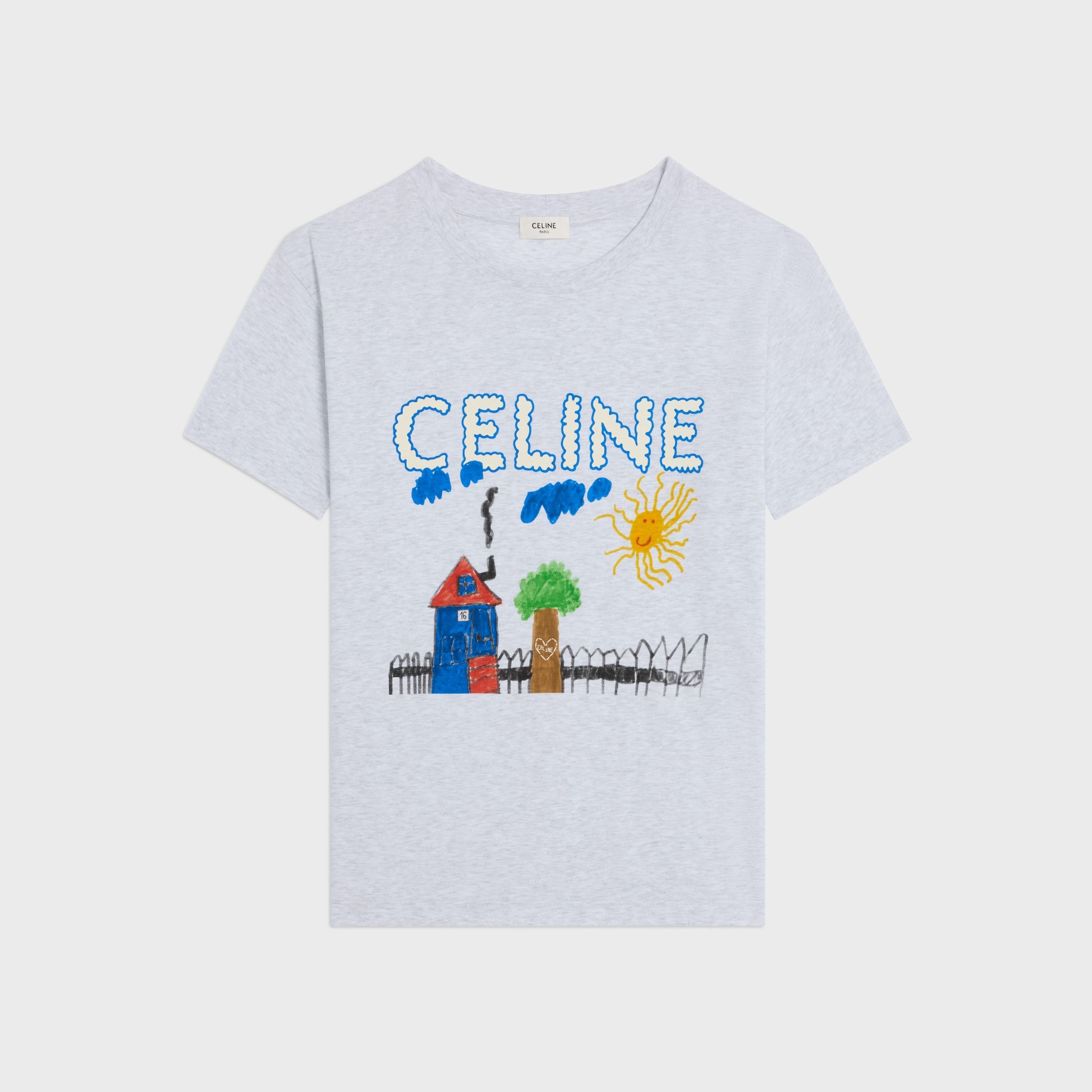 Celine REGULAR T-SHIRT IN COTTON JERSEY grey/multicolor Size US S / EU 44-46 / 1 - 1 Thumbnail