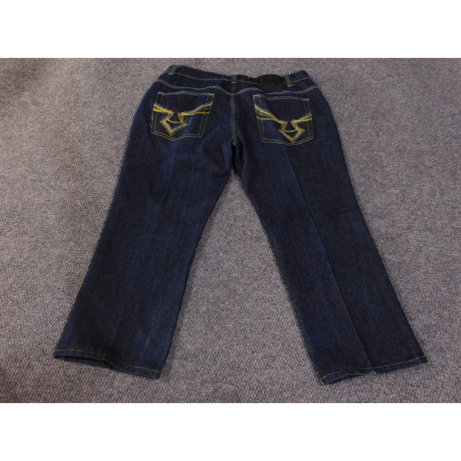 Denime Old Skool Jeans Mens 40 Blue Dark Wash Wide Leg Baggy Embroidered Pockets Denim Size US 40 / EU 56 - 6 Thumbnail