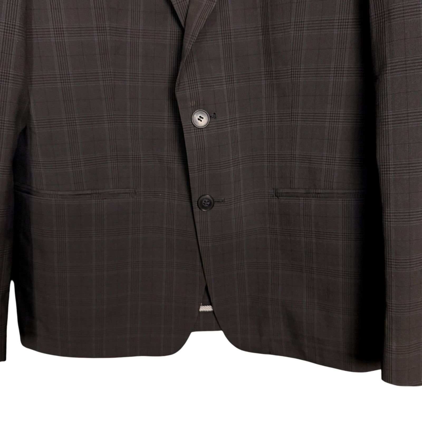 John Varvatos John Varvatos USA Men's 40R Dark Gray Blue Plaid Blazer Size 40R - 7 Thumbnail