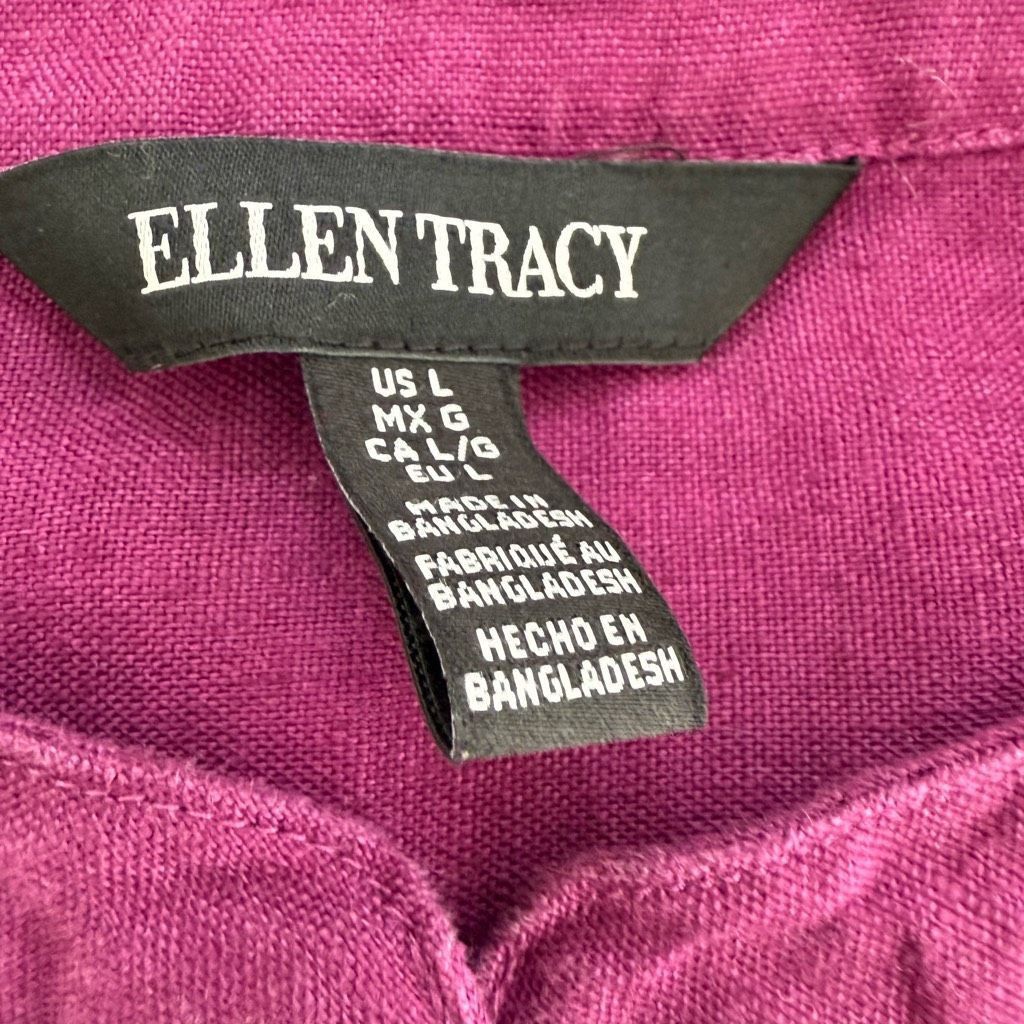 Other Ellen Tracy 100% Linen Plum Purple Sleeveless Shirt L Size L / US 10 / IT 46 - 6 Thumbnail