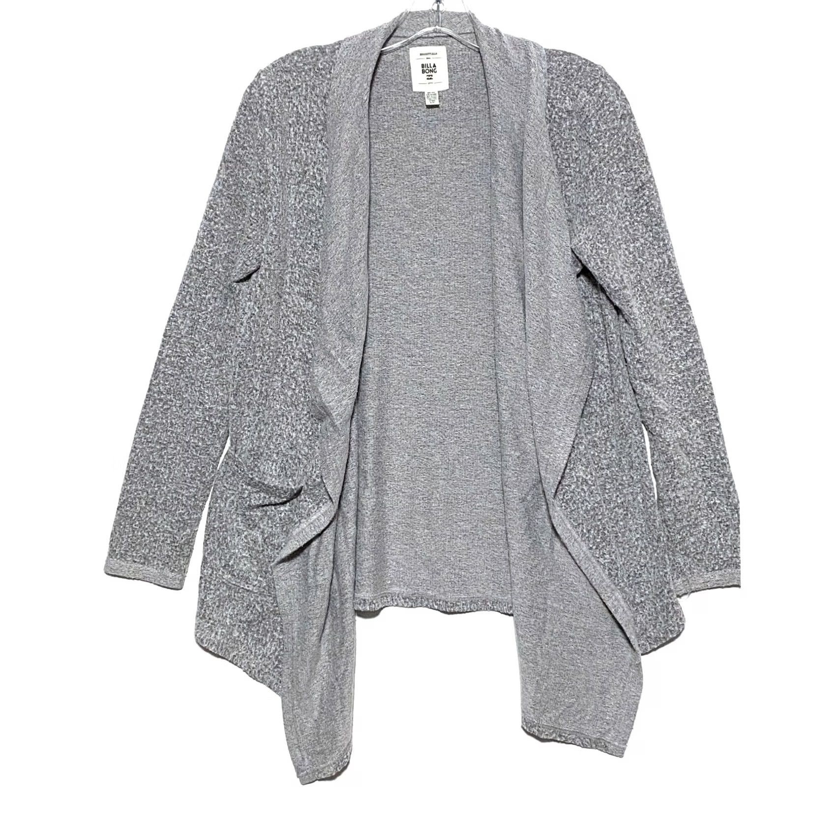 Billabong Billabong Cardigan Womens S Open Front Boho Chic Flowy Cozy Pockets Gray Knit Layered Size S / US 4 / IT 40 - 2 Thumbnail