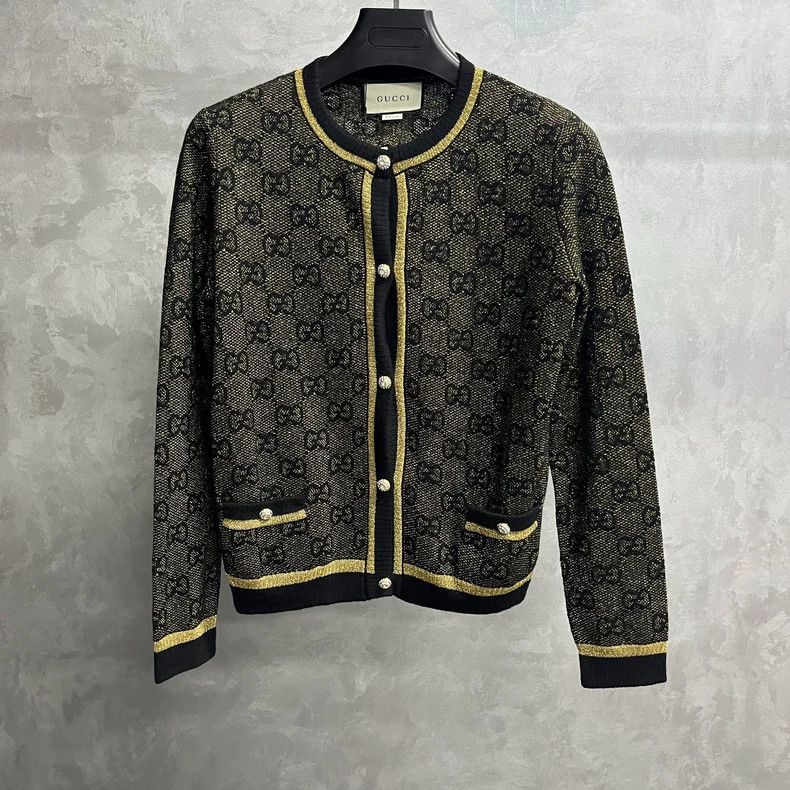 Gucci Gucci Black Swarovski full print pattern logo long-sleeved Size M / US 6-8 / IT 42-44 - 1 Thumbnail