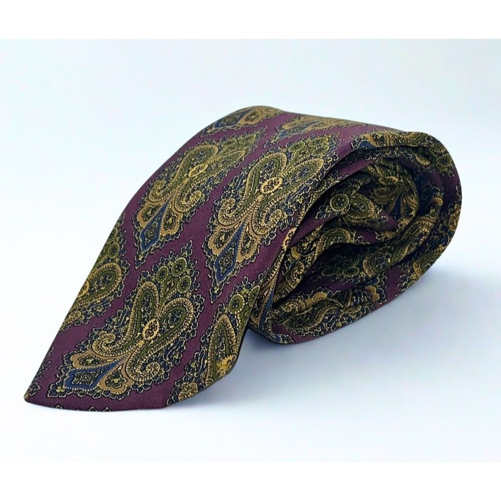 Coach Coach Silk Tie Purple Gold Paisley Floral Italy Luxury Size ONE SIZE - 4 Thumbnail