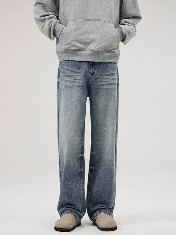 Men's washed vintage distressed cleanfit jeans