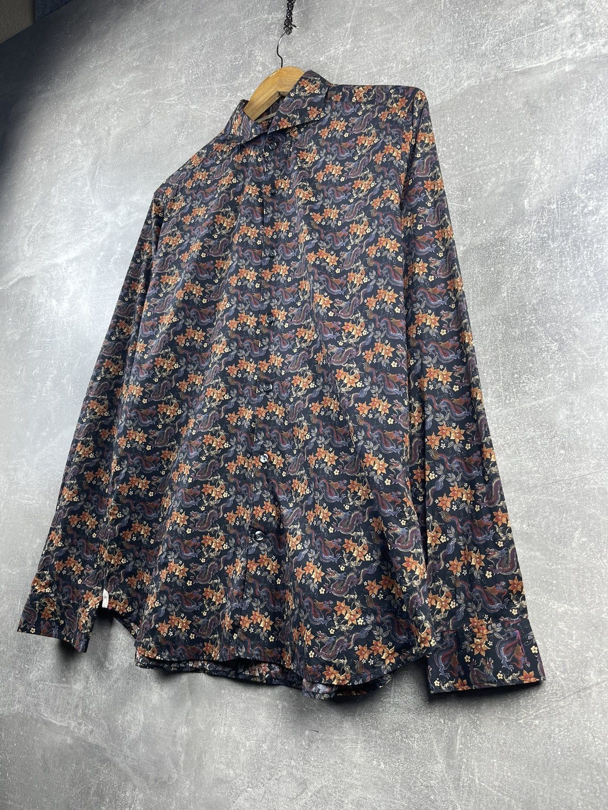 Tintoria Mattei × Vintage Tintaria Mattei Flower Cotton Luxury Slim Shirt Size US XS / EU 42 / 0 - 2 Thumbnail
