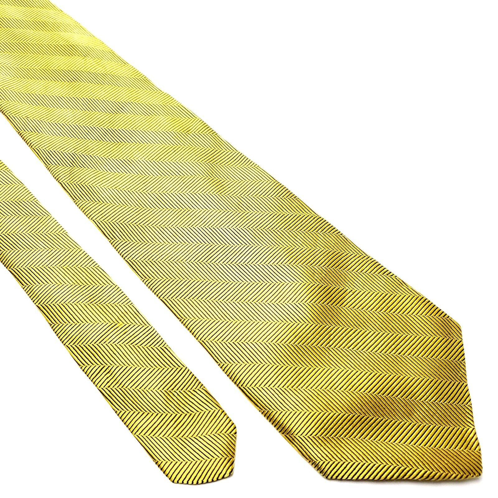 Brooks Brothers Brooks Brothers 346 Silk Tie Woven Yellow Herringbone Size ONE SIZE - 1 Thumbnail
