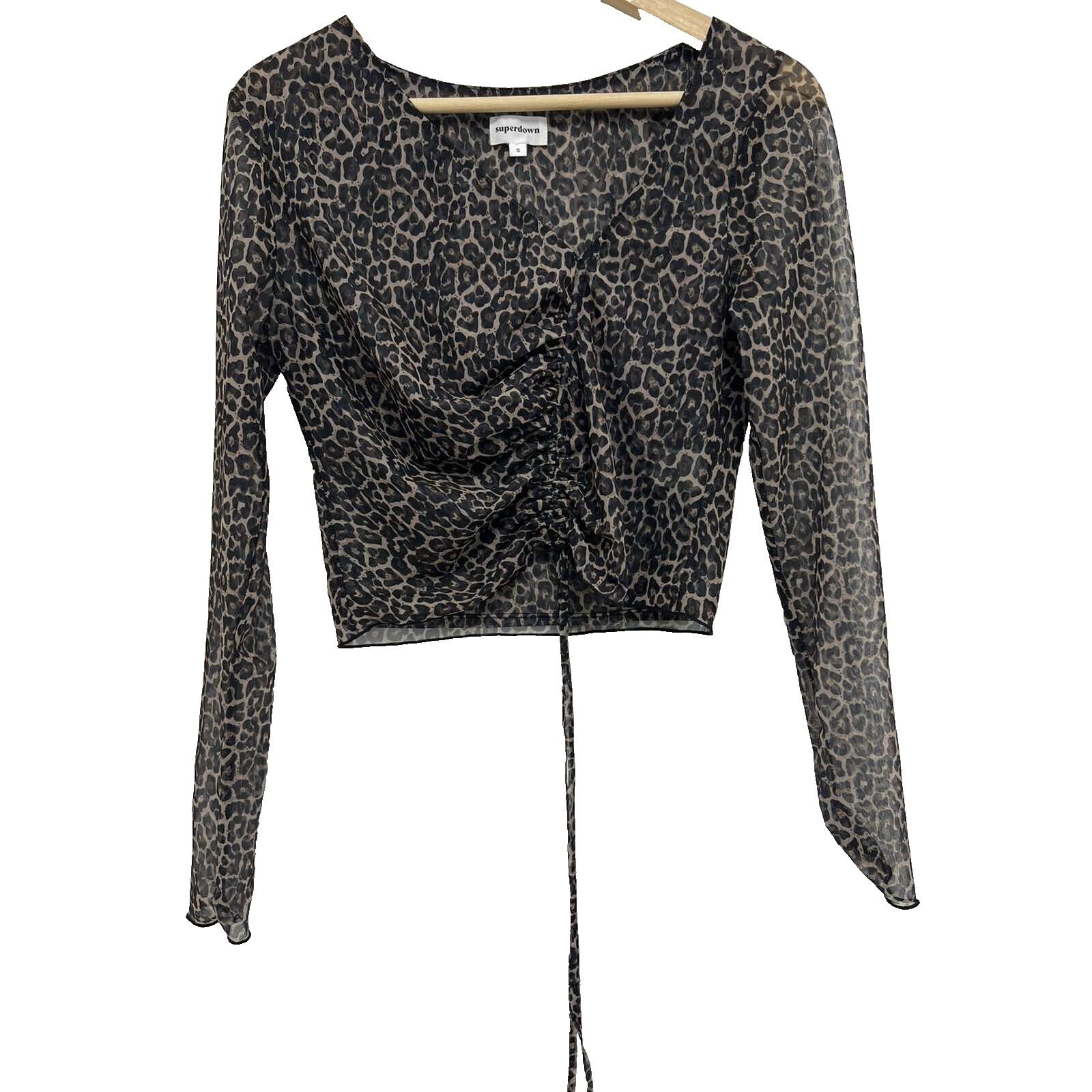 superdown Superdown Blouse destiny mesh tie leopard sheer S A001433 Size S / US 4 / IT 40 - 2 Thumbnail