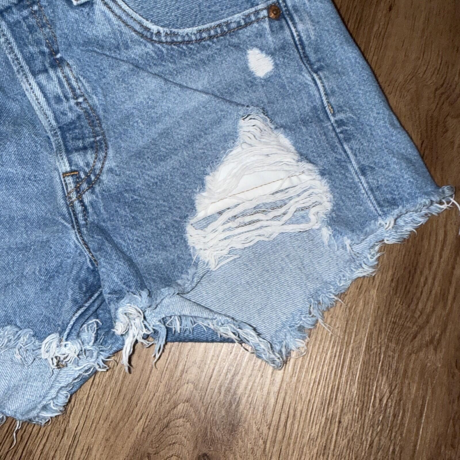 Levi's Levis 501 Cut Off Shorts Denim Frayed Button Fly Distressed Size 25" / US 0 / IT 36 - 4 Thumbnail