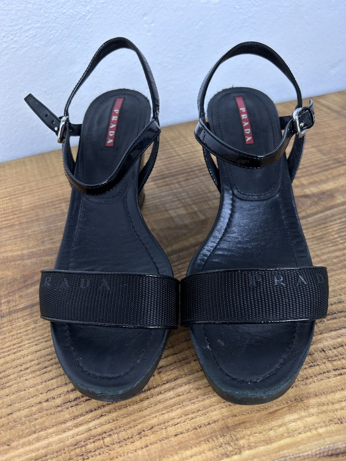 Prada Prada Logo Patch Platform Heeled Sandals Size 38.5 Size US 8.5 / IT 38.5 - 3 Thumbnail