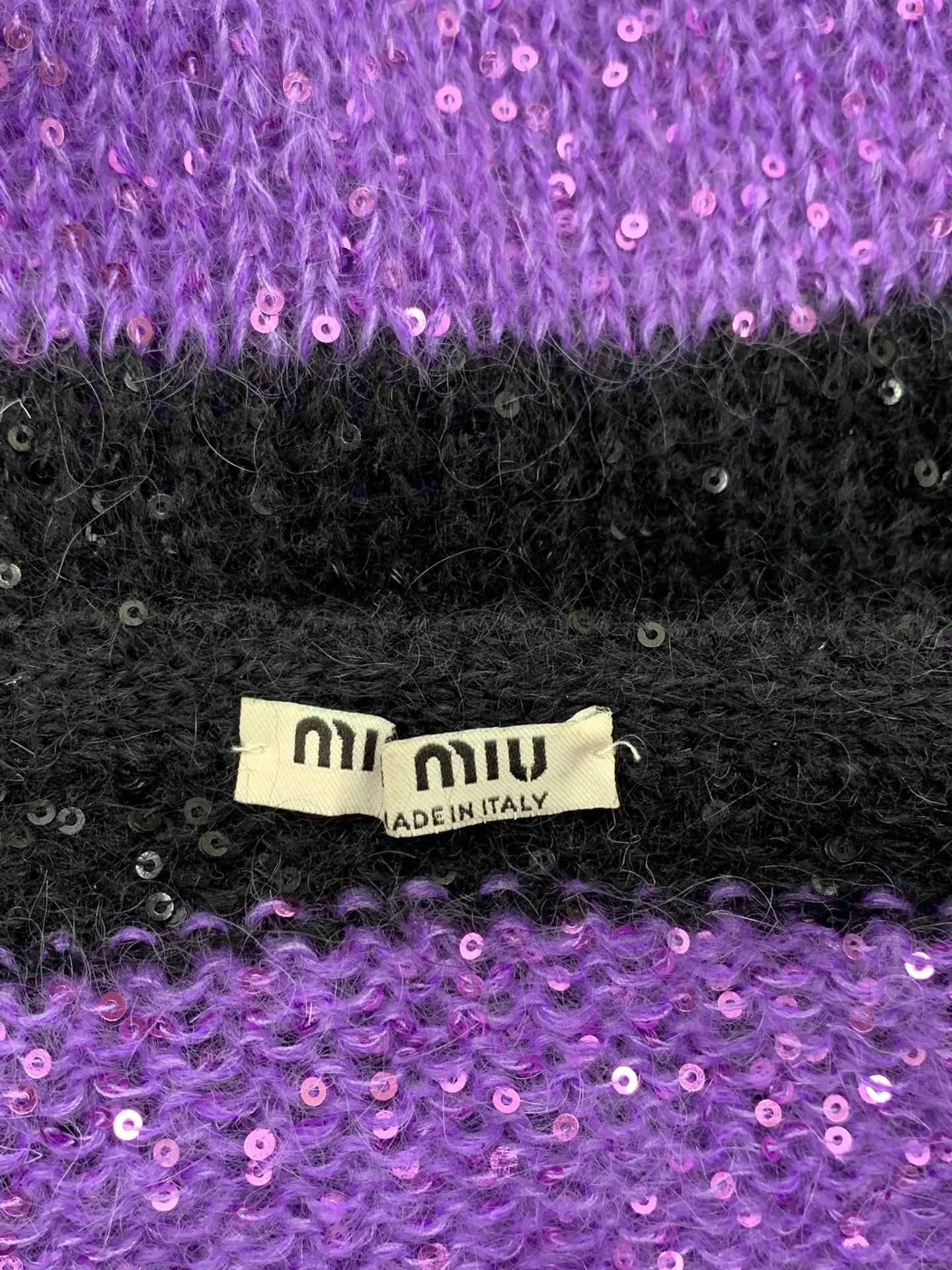 Miu Miu MIU MIU Purple Black Colorblock Sequin Stripe Sweater Size XS / US 0-2 / IT 36-38 - 4 Thumbnail