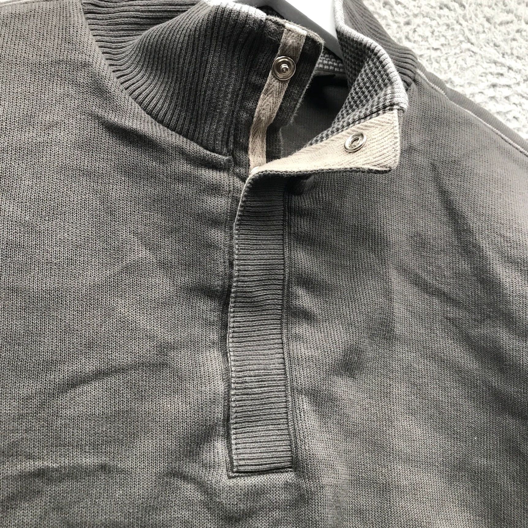 Hugo Boss HUGO BOSS Pullover Sweater 1/4 Snap Mens Large Gray Ribbed Mock Neck Shirt/Top Size US L / EU 52-54 / 3 - 6 Thumbnail