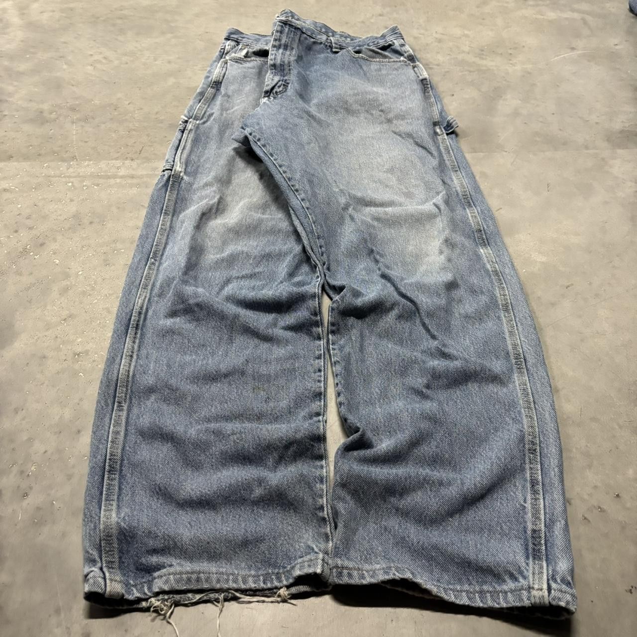 Japanese Brand × Vintage Crazy Vintage Y2K/2000s Baggy Faded Light Wash Skater Style Carpenter Denim Jeans! Size US 40 / EU 56 - 3 Thumbnail
