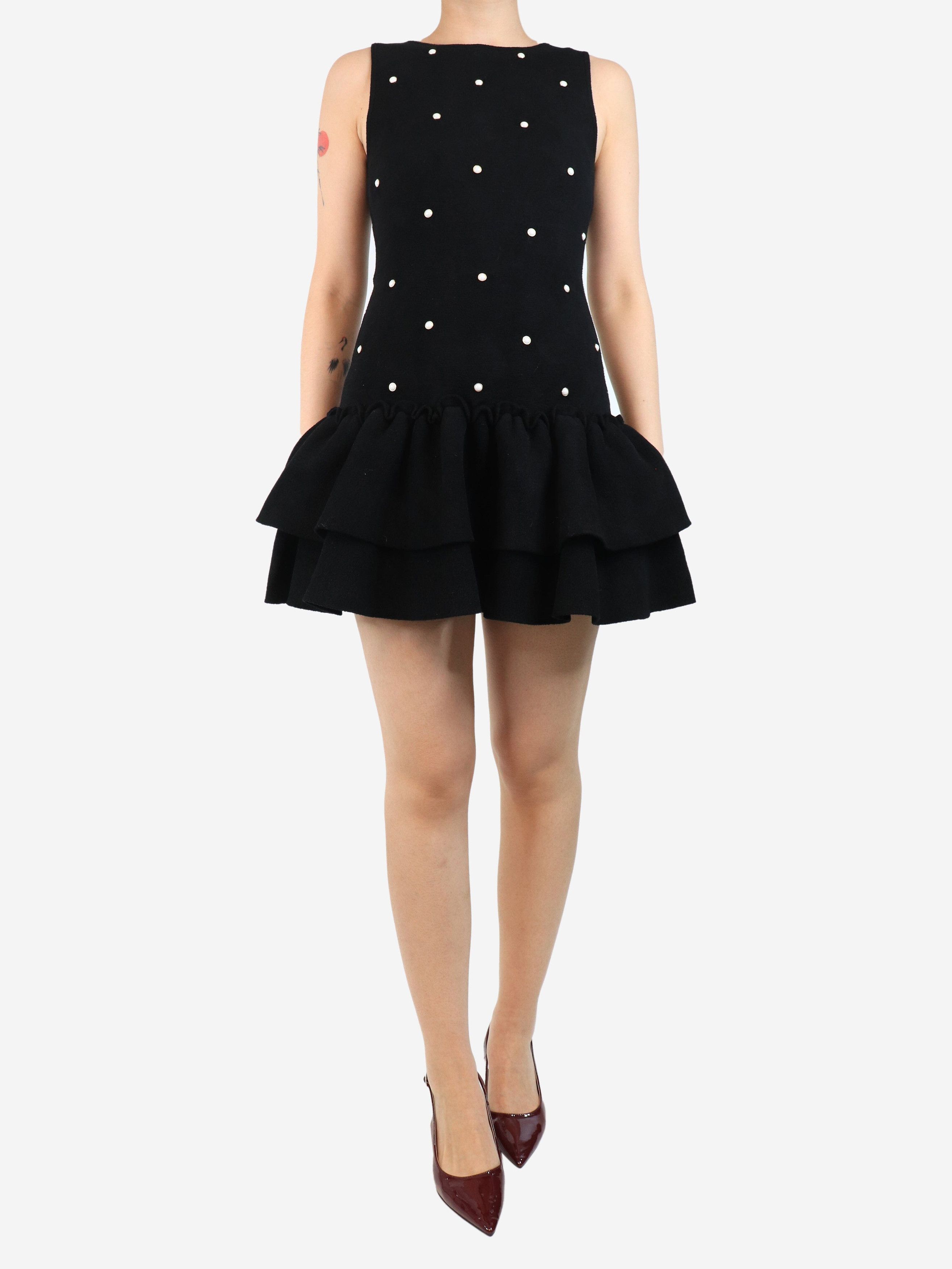 Sandro Black pearl embellished mini dress - size UK 8 - ilac.rochib.com