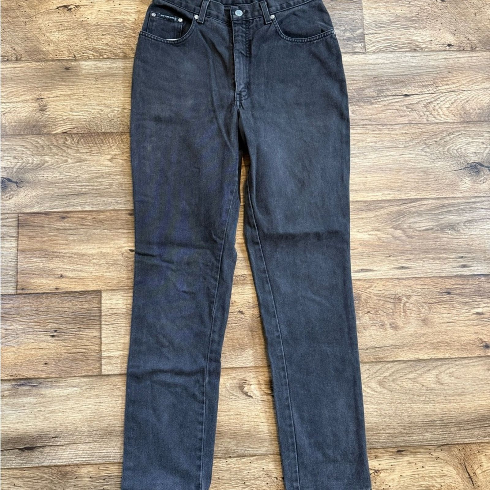 Vintage Vintage 90s Faded Black High Waisted Slim Leg Jeans Size 30" / US 8 / IT 44 - 3 Thumbnail