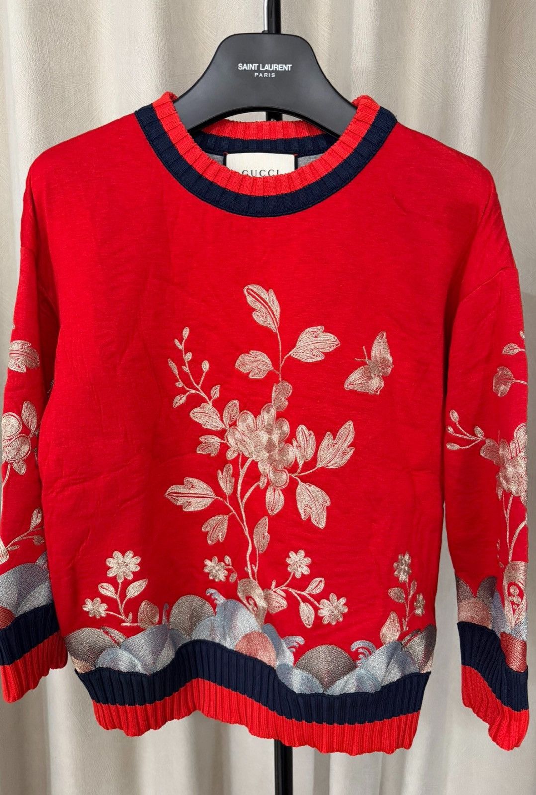 Gucci Gucci Runway Red Gold Thread Embroidered Knit Size US XS / EU 42 / 0 - 1 Thumbnail