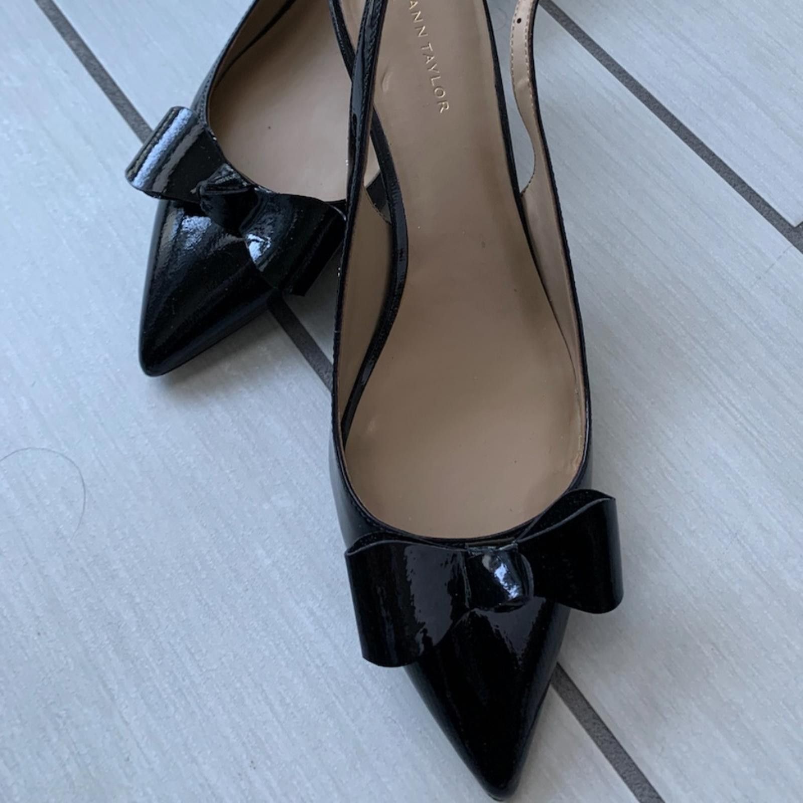 Ann Taylor Ann Taylor Paten Leather Bow Sling Back Size US 6.5 / IT 36.5 - 1 Thumbnail