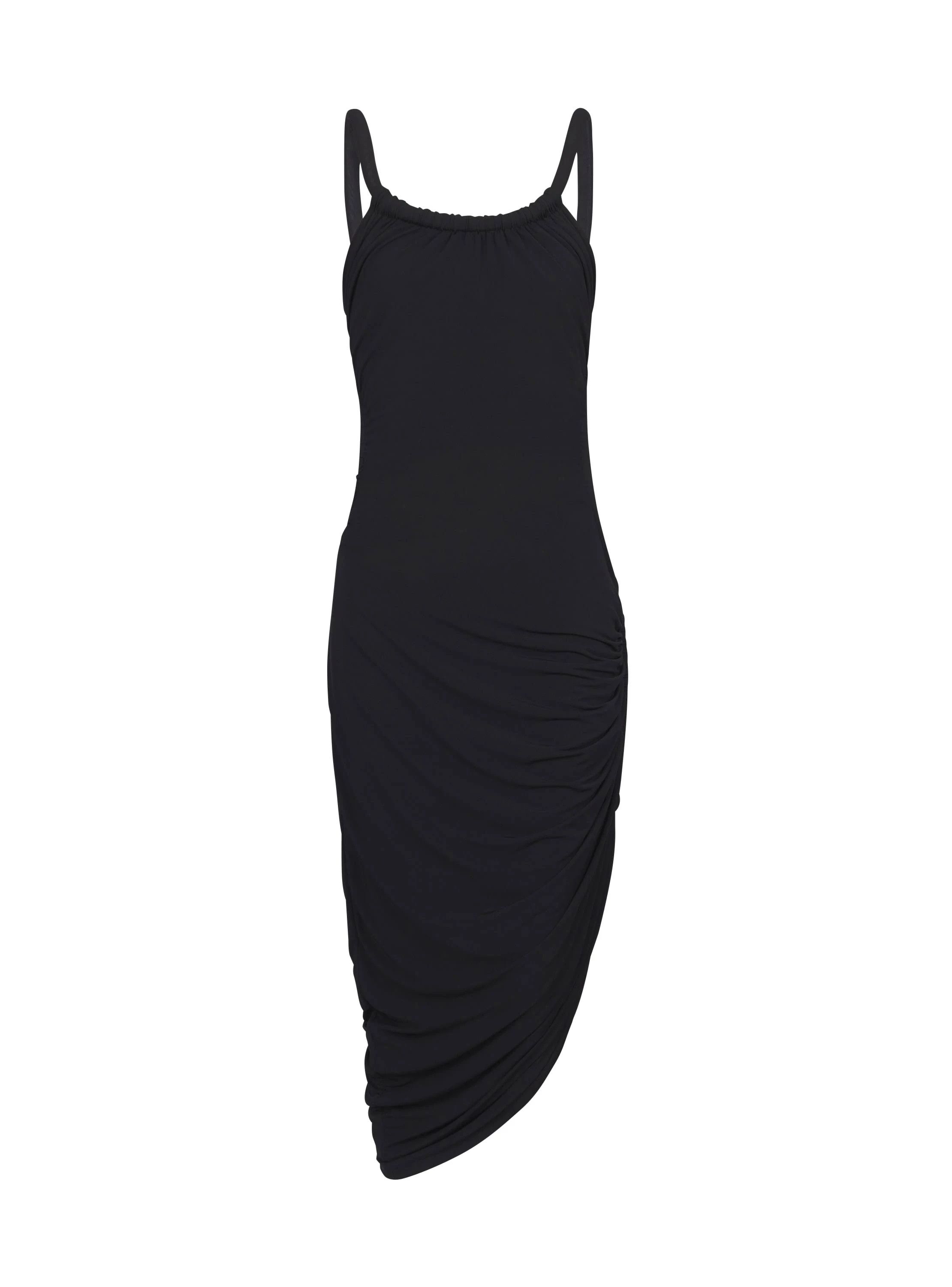 image of Balmain O1Srvl11E0524 Draped Jersey Mini Dress In Black, Women's (Size XL)