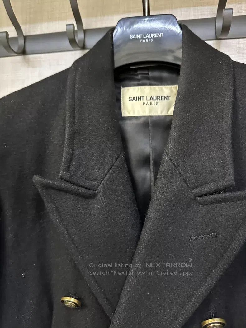 Saint Laurent Paris Saint Laurent Paris Navy gold button coat i Size US M / EU 48-50 / 2 - 2 Thumbnail