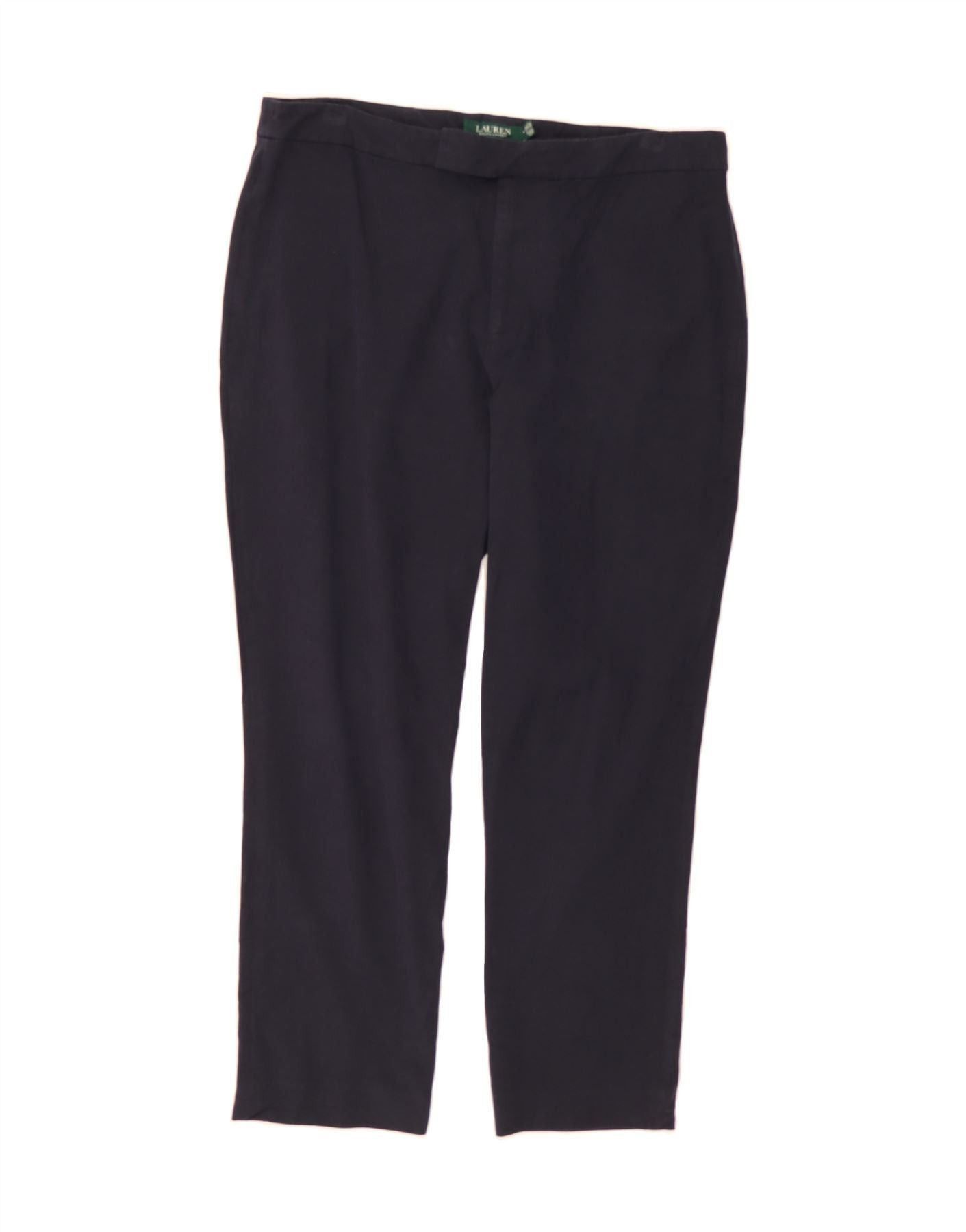 Ralph Lauren Womens Slim Suit Trousers US 14 XL W36 L28 Navy Blue Cotton Size 32" / US 10 / IT 46 - 1 Thumbnail