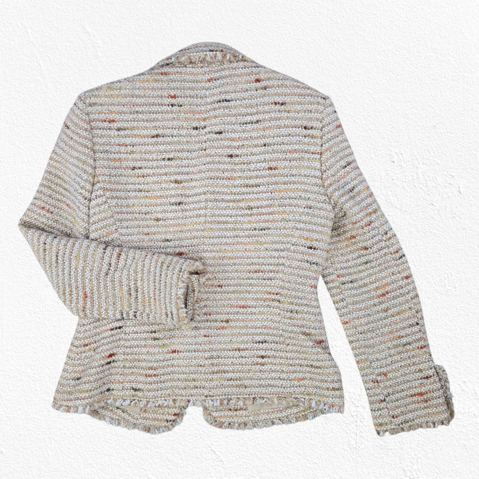 Vintage 90s Y2K Kasper Beige Boucle Tweed Blazer Size 4 Petites Size S / US 4 / IT 40 - 10 Thumbnail