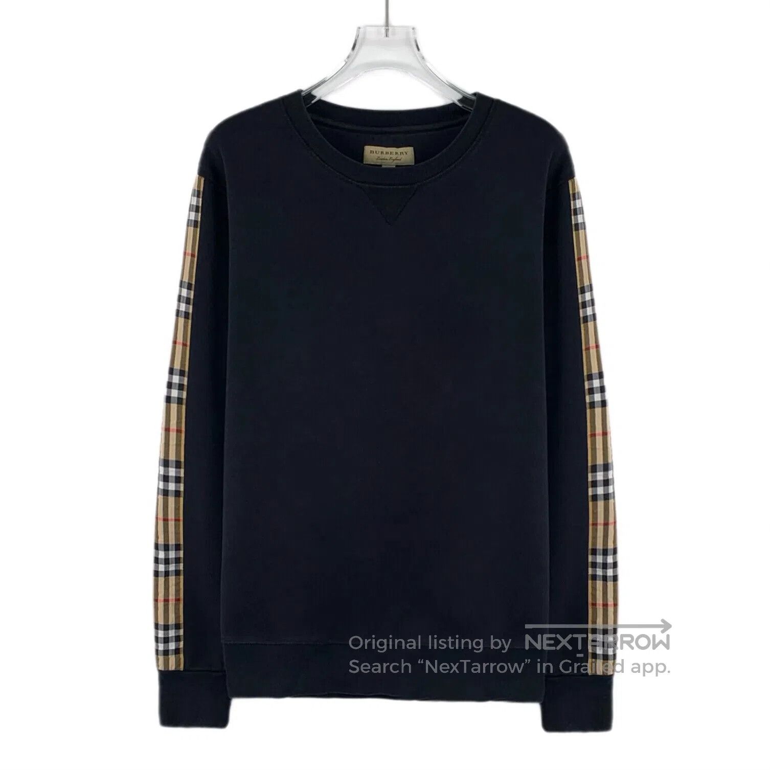 Burberry Burberry Black Plaid Patchwork Cotton Round Neck Long Slee Size US S / EU 44-46 / 1 - 1 Thumbnail