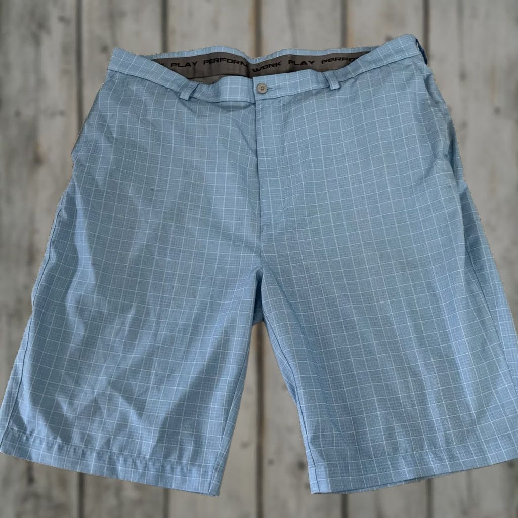Roundtree & Yorke Roundtree & Yorke Mens Golf Shorts Blue Plaid Flat Front Performance Tall 42 Size US 42 / EU 58 - 1 Thumbnail