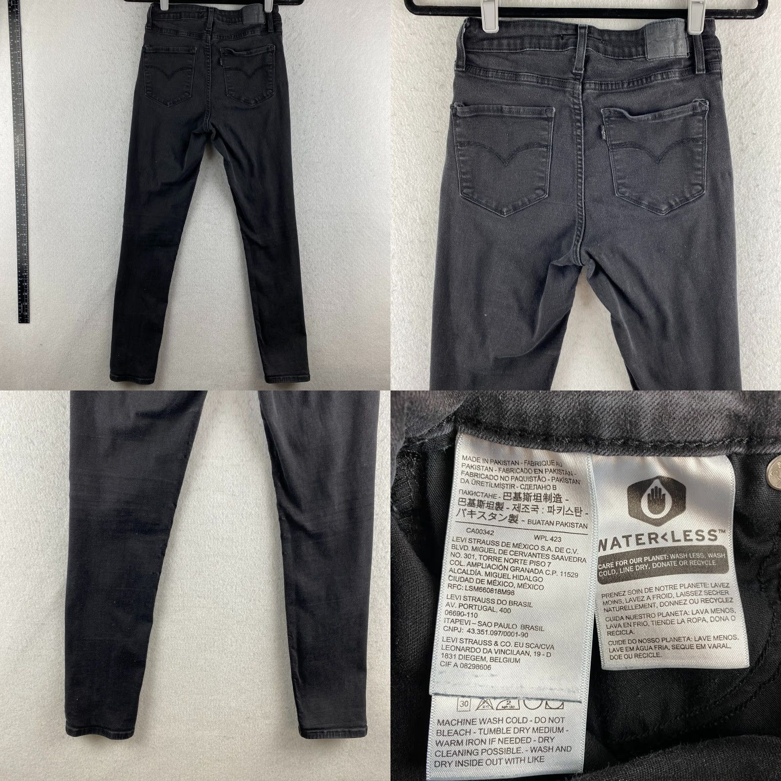 Levi's Levis Jeans Womens 27 Black High Rise Skinny Stretch Dark Wash Denim Pants Size 27" / US 4 / IT 40 - 10 Thumbnail