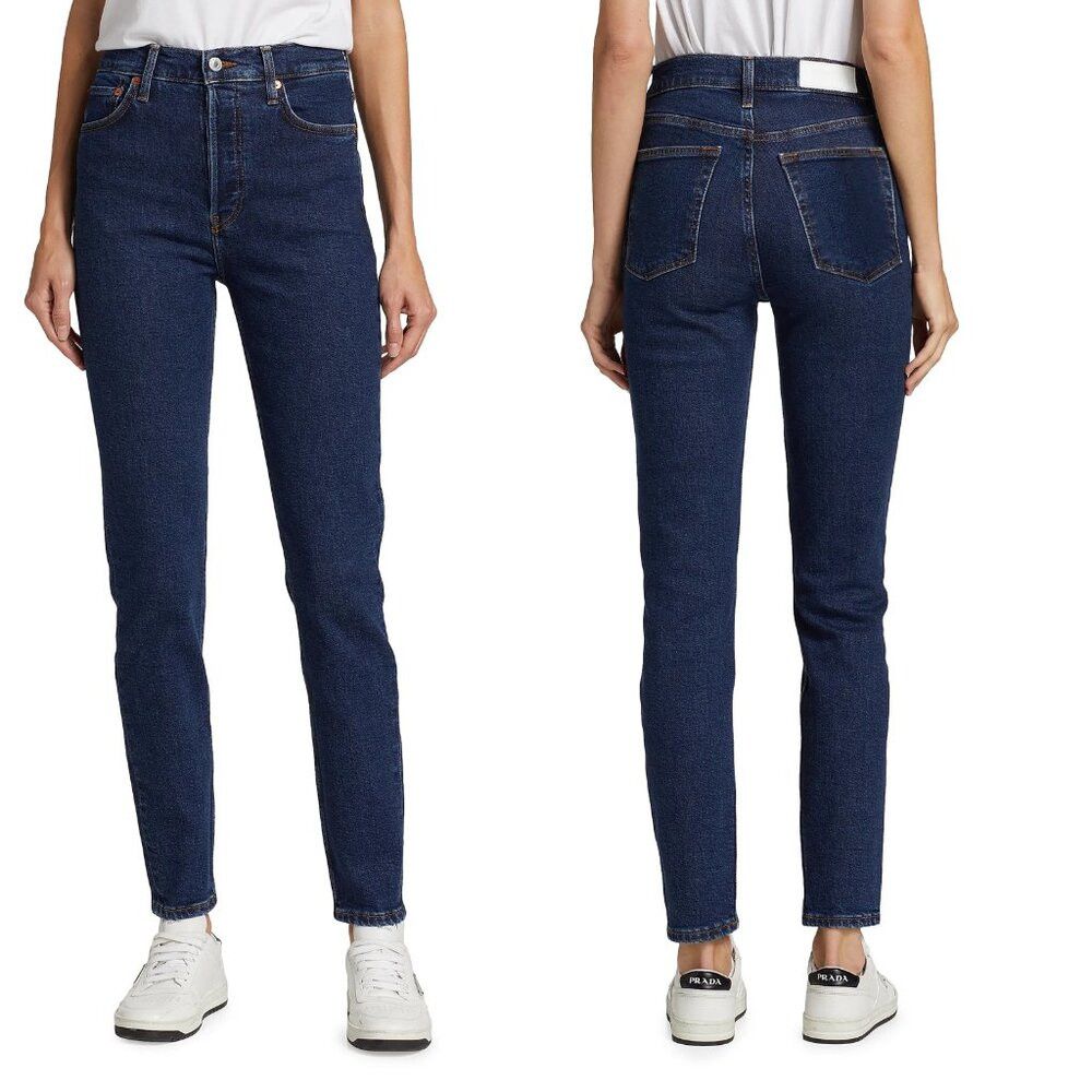 RE/DONE NWT New $275 RE/DONE High Rise Skinny Jeans in Dark Rinse S Size 25" / US 0 / IT 36 - 2 Thumbnail