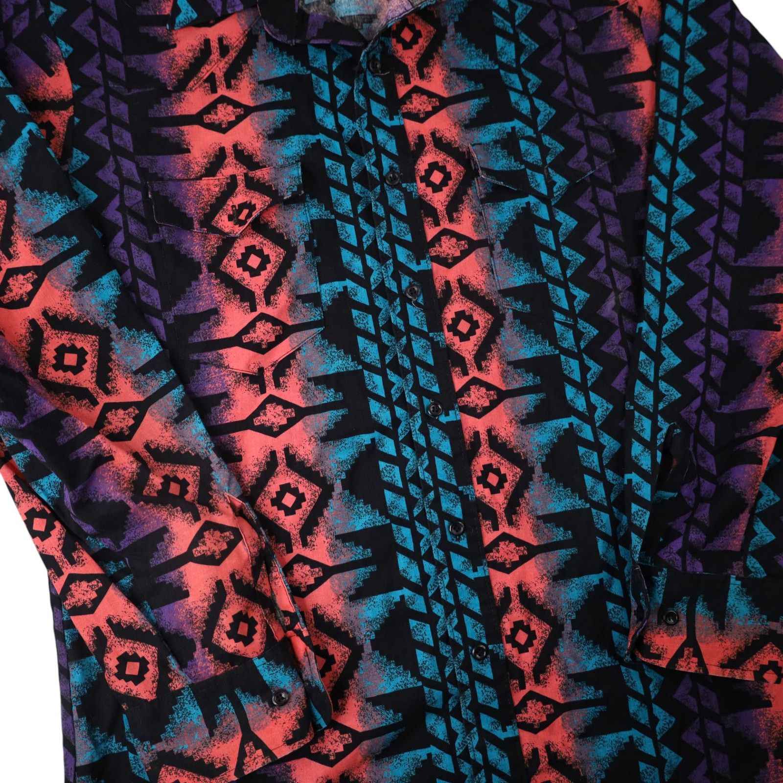 Vintage × Wrangler Vintage Wrangler Vibrant Southwestern Print Cowboy Shirt Size US L / EU 52-54 / 3 - 3 Thumbnail